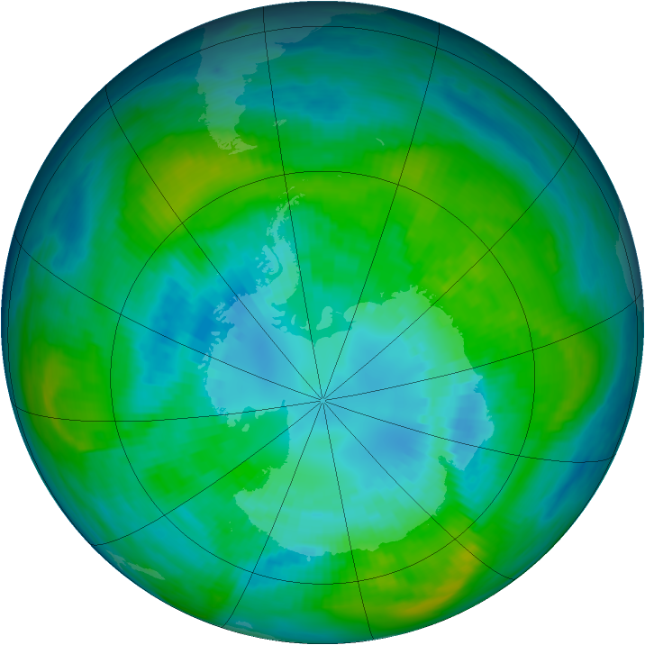 Antarctic ozone map for 07 April 1980